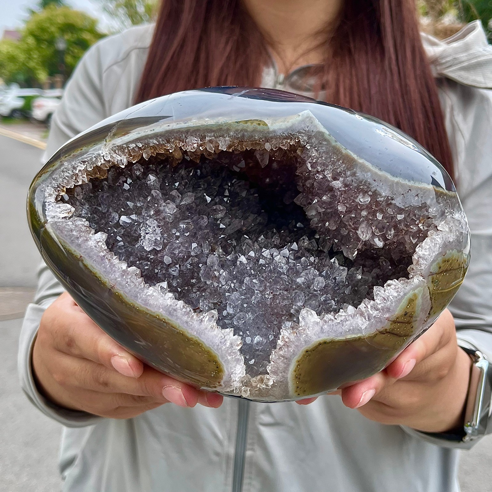 8.99LB High quality amethyst agate coin bags attract wealth crystal specimens