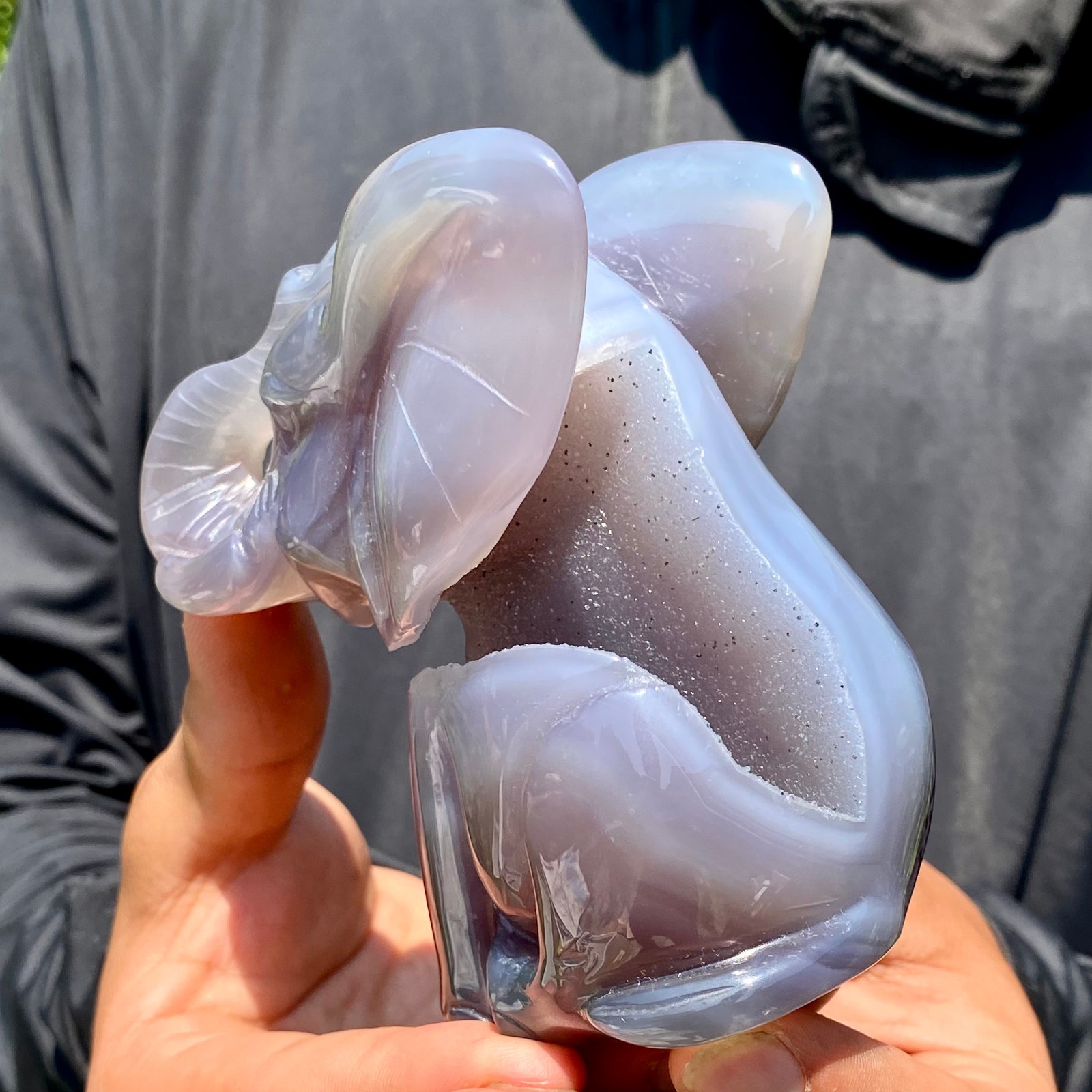 1.1LB Natural agate carved crystal elephant realistic crystal therapy