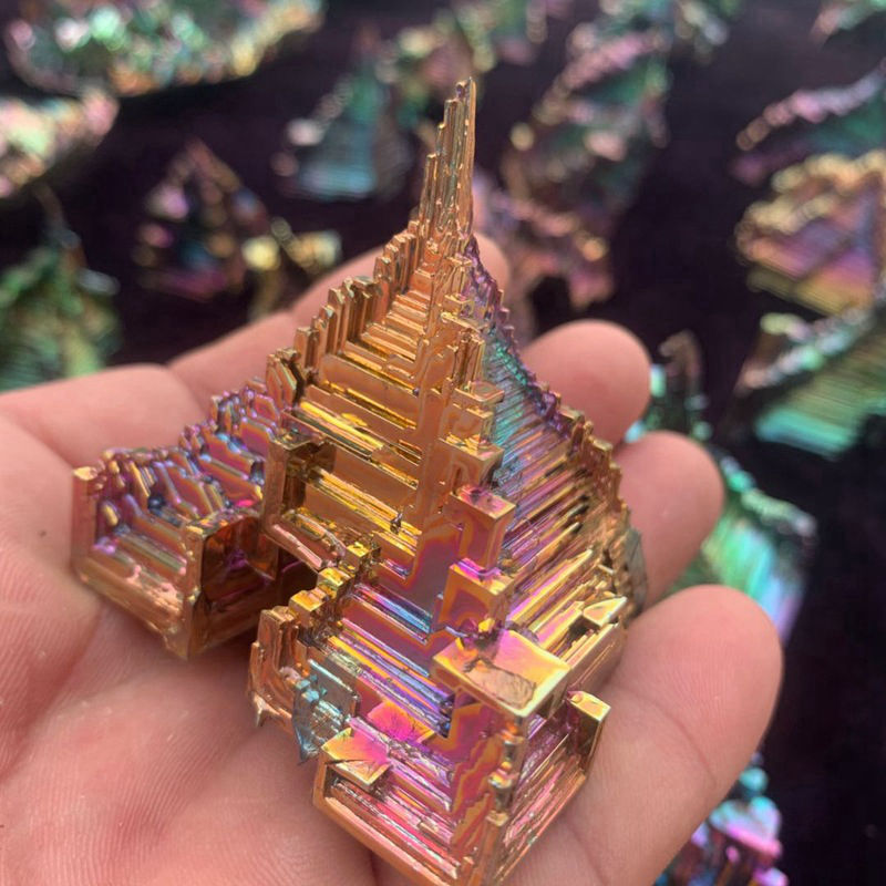 Natural Rainbow Aura Titanium Bismuth Mineral Stone Crystal Cluster Specimens
