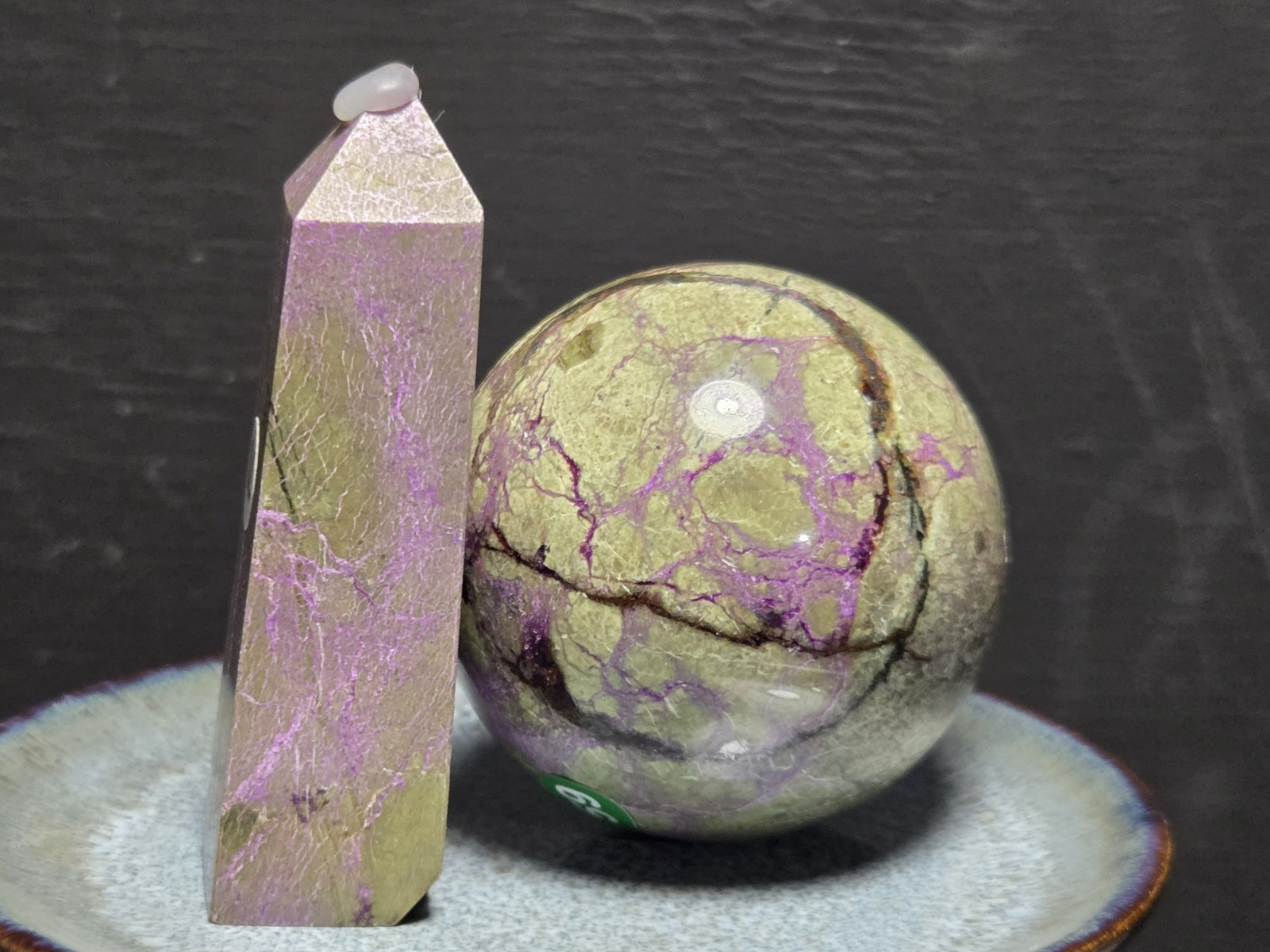 GREAT GORGEOUS Set of (2) Atlantisite Sphere and Tower set- G59