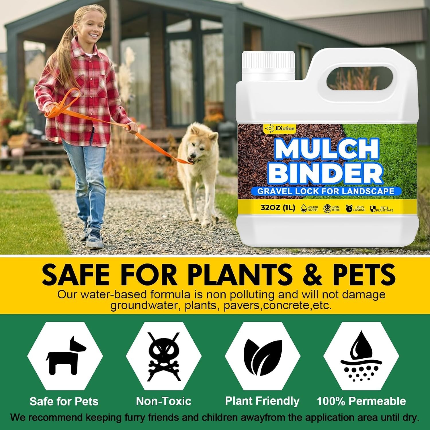 Rock Glue, Mulch Glue 32OZ- Fast-Drying Adhesive for Landscaping Rocks, Small