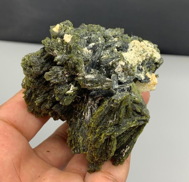 Natural Green Epidote with Feldspar Crystal Specimen 189.7 Grams | Rare Mineral