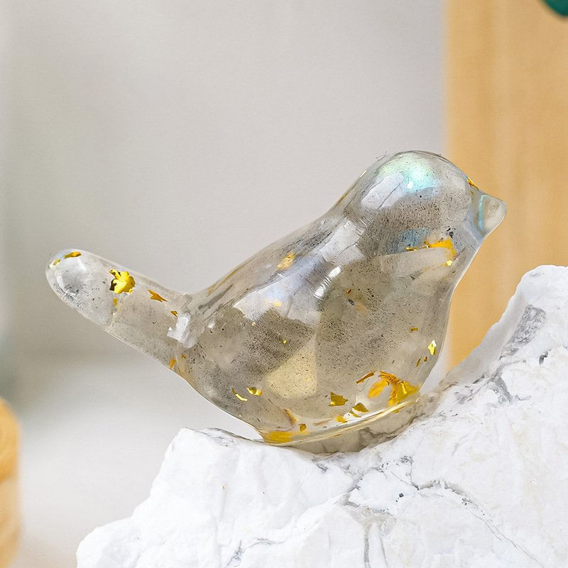 Natural Quartz Crystal Gravel Drops Glue Bird Mini Healing Birdie Resin Decor