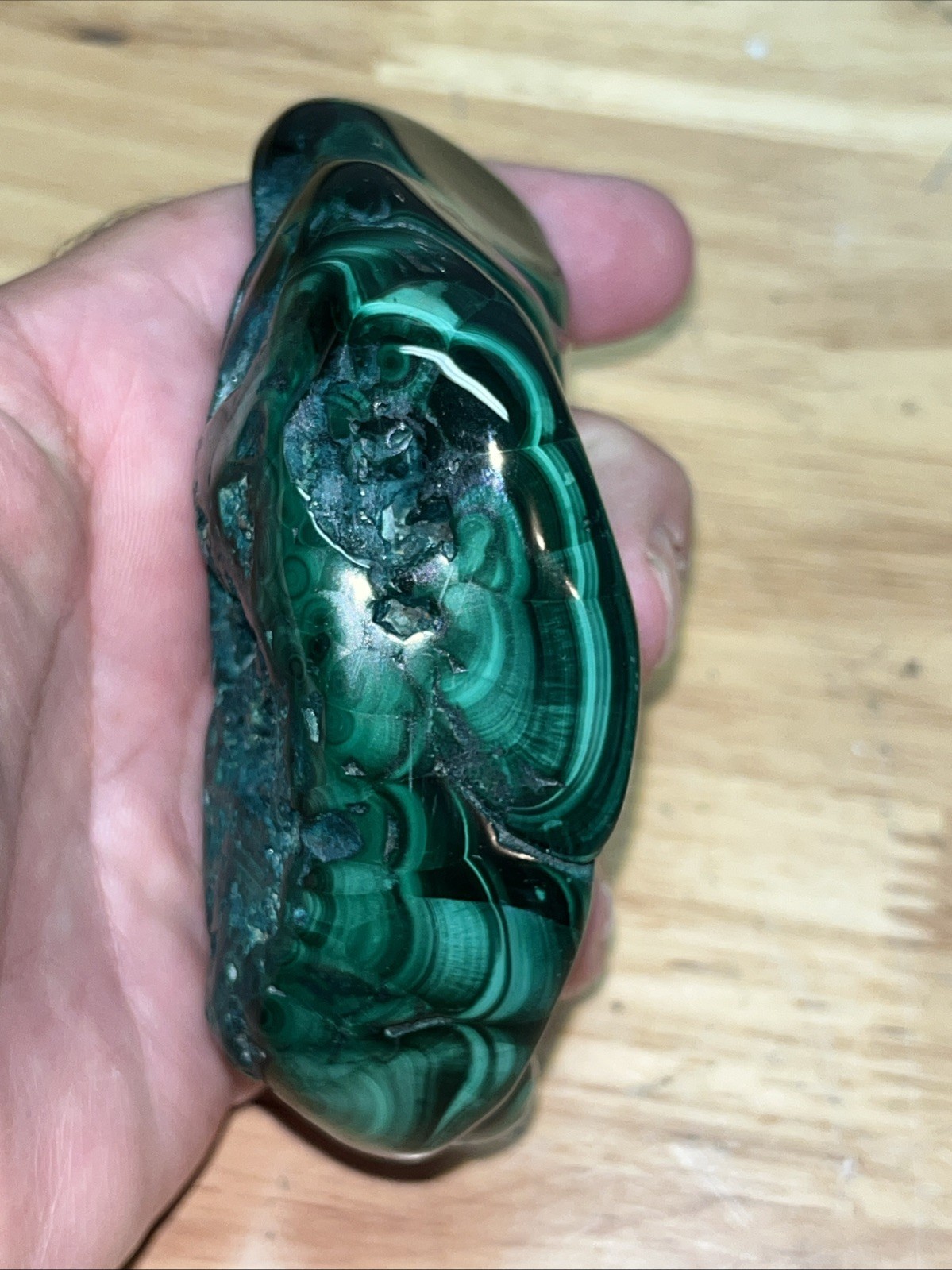 424g (15oz) 4”x2” Malachite Crystal Slab, Spiritual , Positive Energy, SHINY!