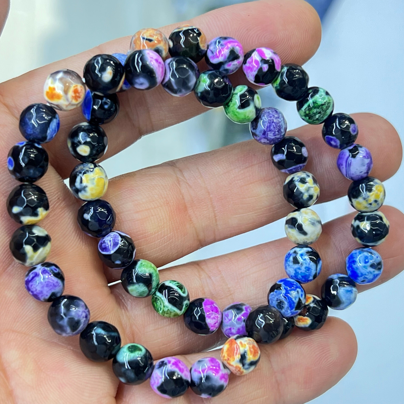 Wholesale Lot 6 Pcs agate 8 mm 7.5″ Crystal Stretch Bracelet