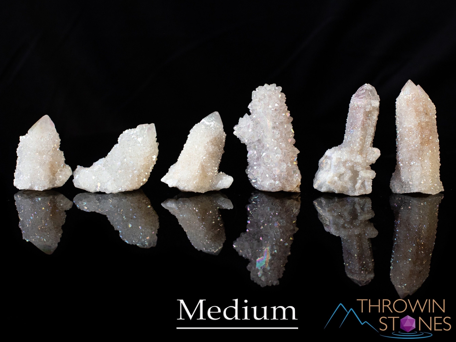 White ANGEL AURA QUARTZ Crystal Point, Rainbow Spirit Quartz Crystal Decor E2006