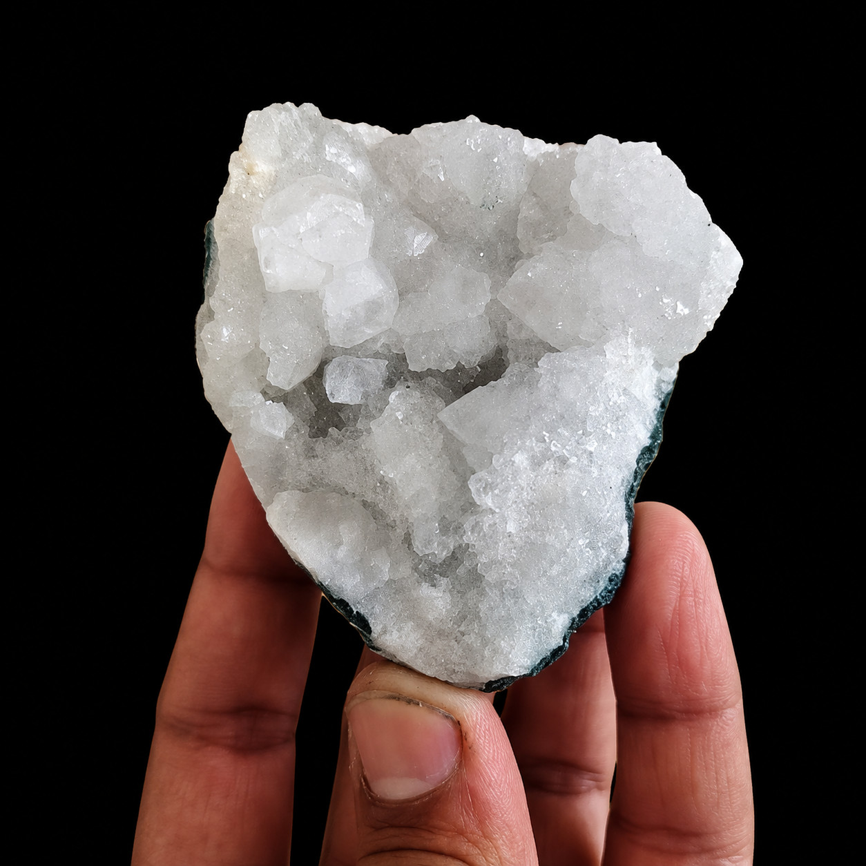 White Apophyllite with Druzy Quartz Crystal Mineral 188g 7x6x4cm Raw Mineral