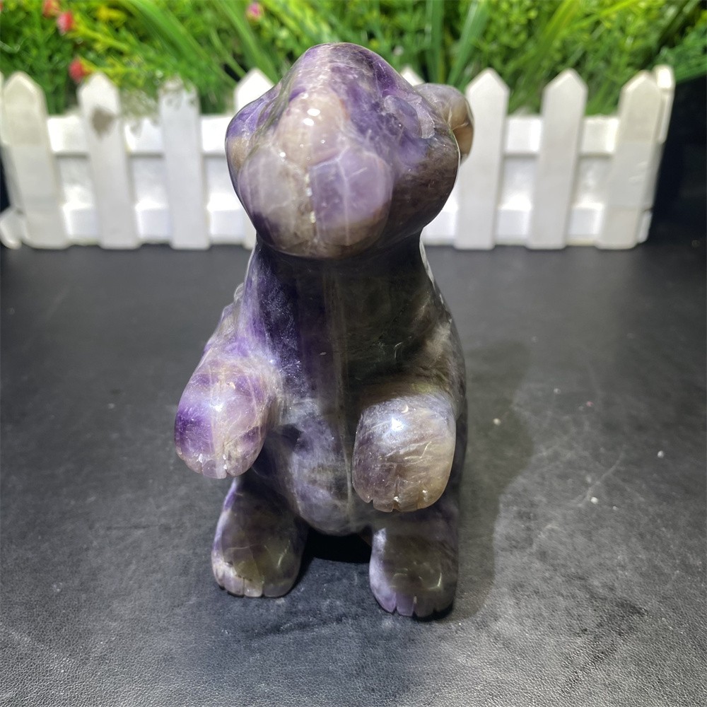 1.6LB 4.5″Natural Dream Amethyst Bunny Statue Crystal Reiki Carving Rabbit Decor
