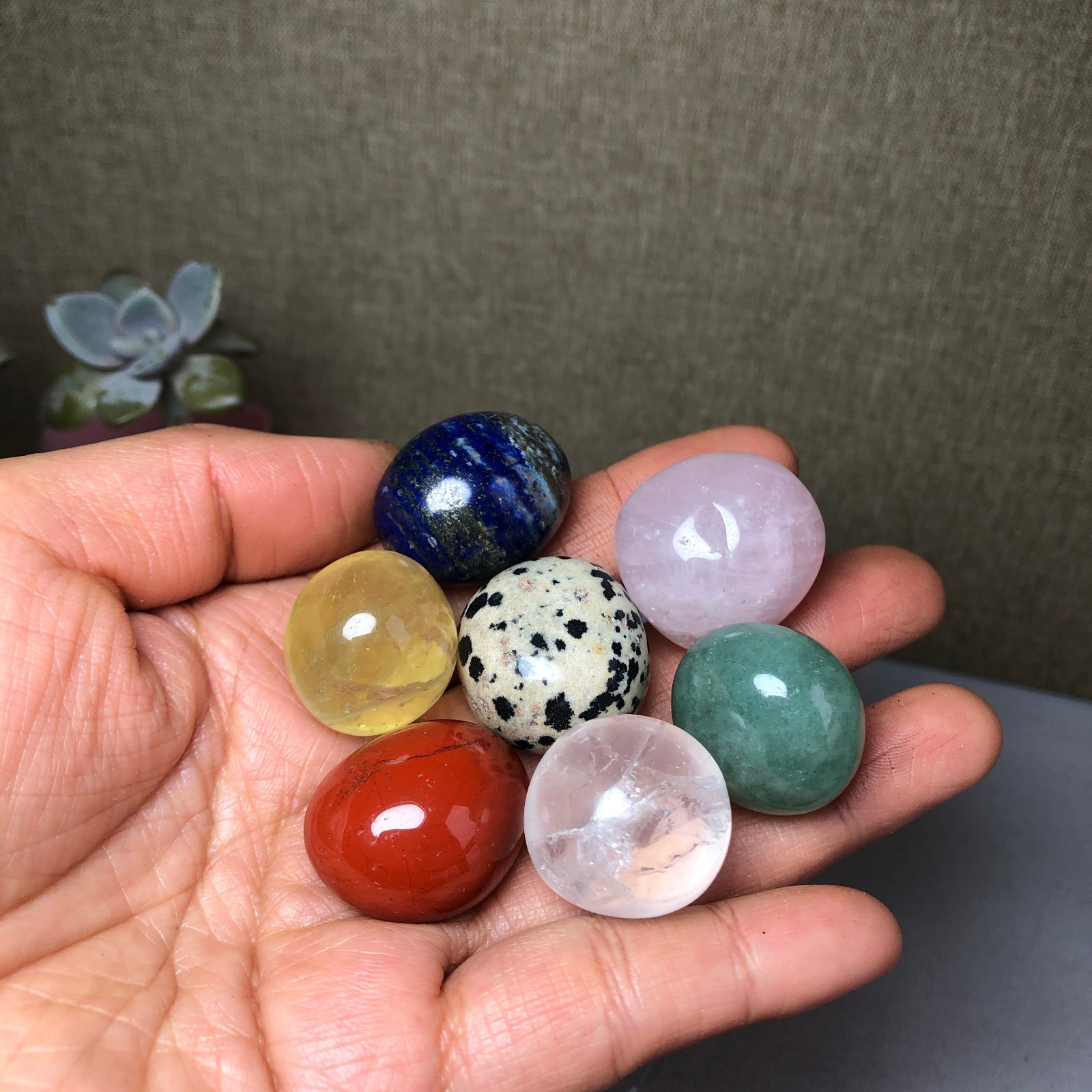 Natural seven different types of crystals Seven Star Array Specimen Base A3021