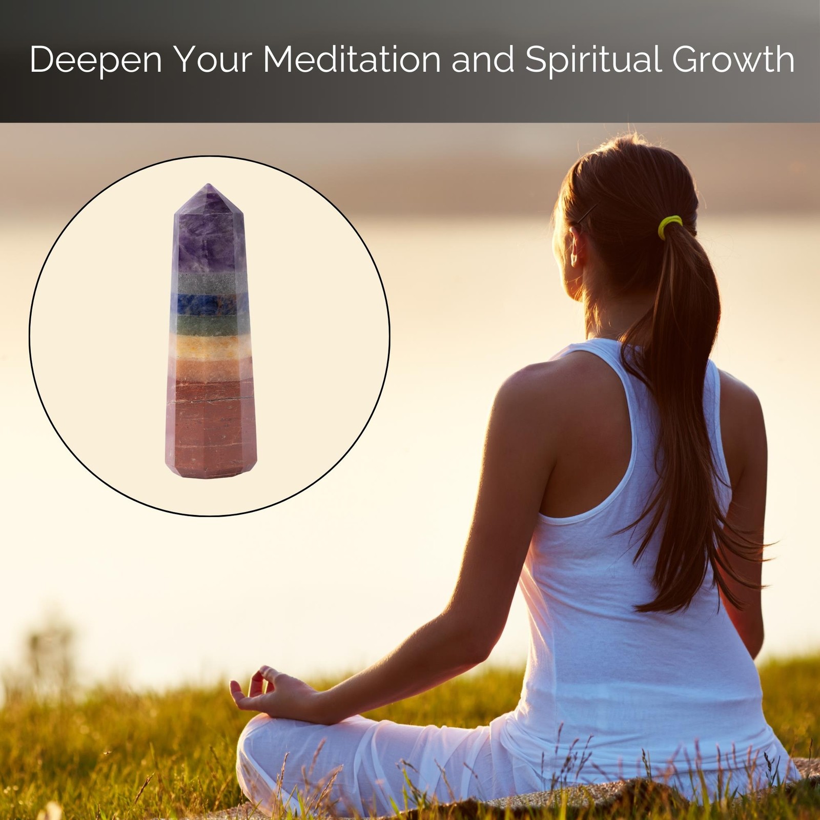 Natural 7 Chakra Obelisk Point Crystal Tower 2.5-3″, Healing Crystals and Stones