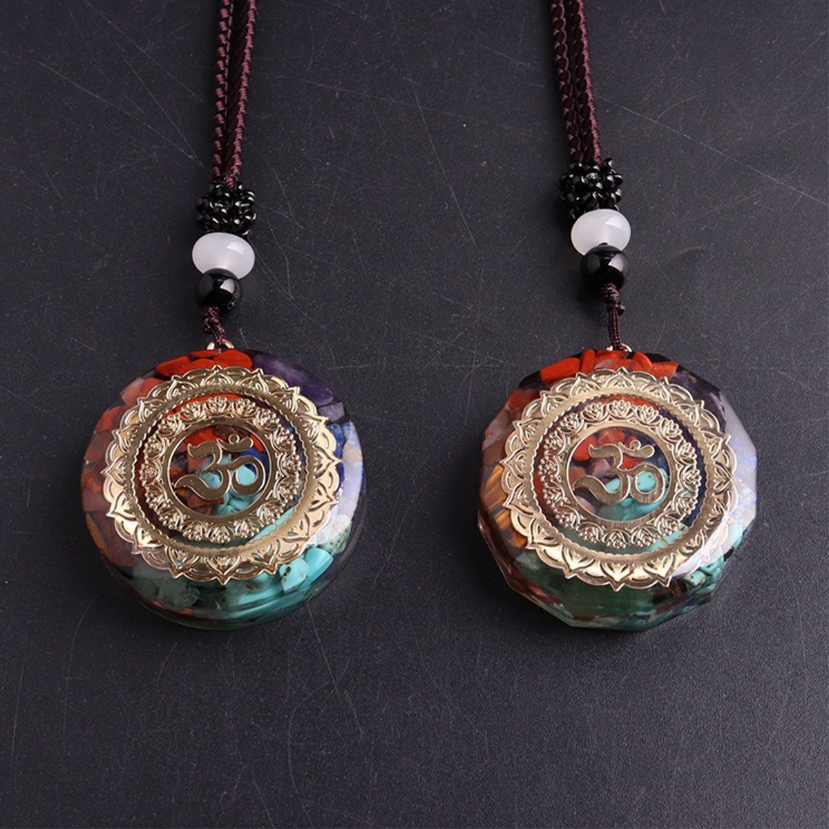 Amethyst Orgonite Pendant Natural Crystal Healing Chakra Energy Orgone Necklace
