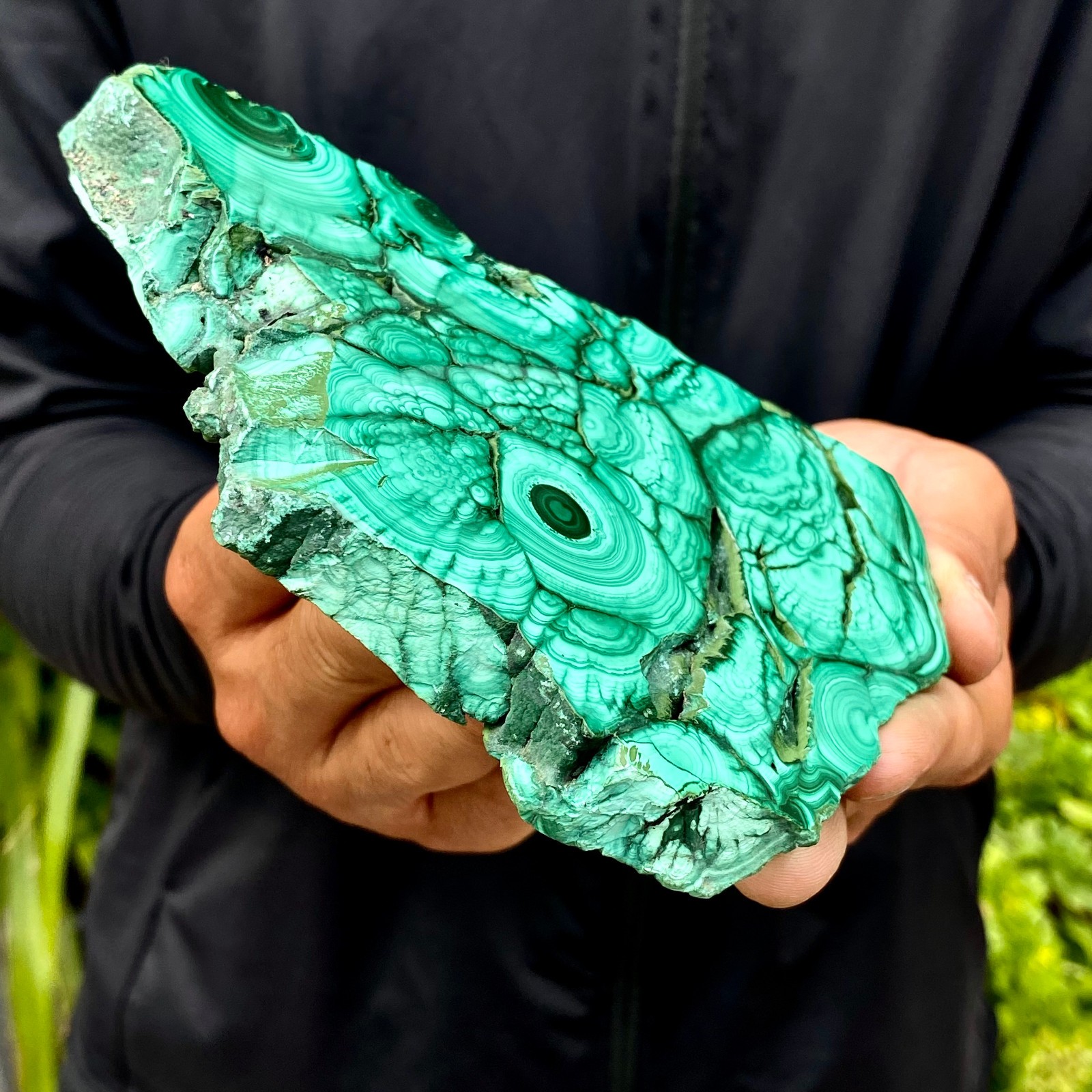 1.29LB Natural malachite slice quartz crystal luster mineral specimen