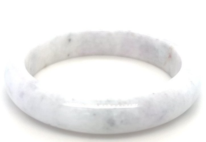 “Type A Burmese Jadeite Bangle White Half Moon 59mm”