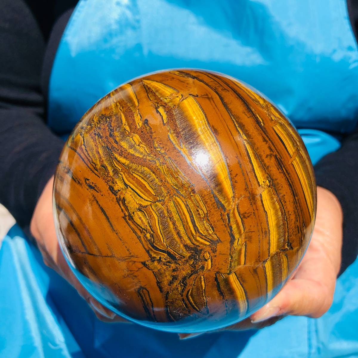 1920g Rare NATURAL Yellow tiger eye quartz crystal ball Healing stone