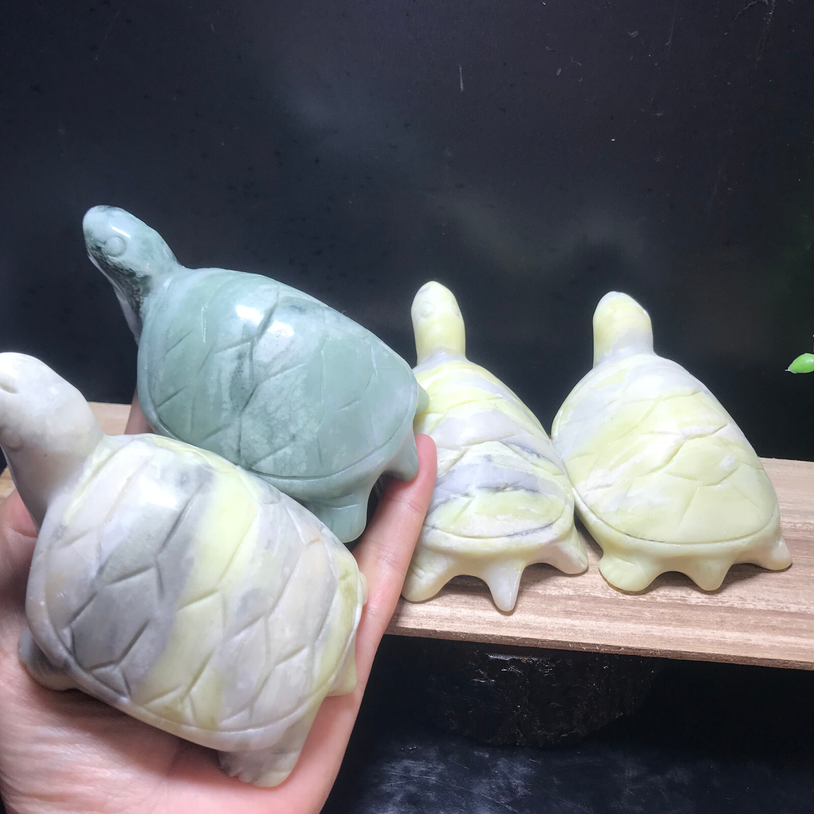 350g Green Jasper Quartz Hand Carved Crystal tortoise 01