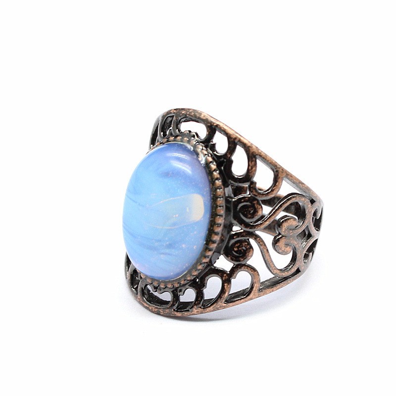 3-5PCS Natural crystal retro style crystal inlaid hollow ring