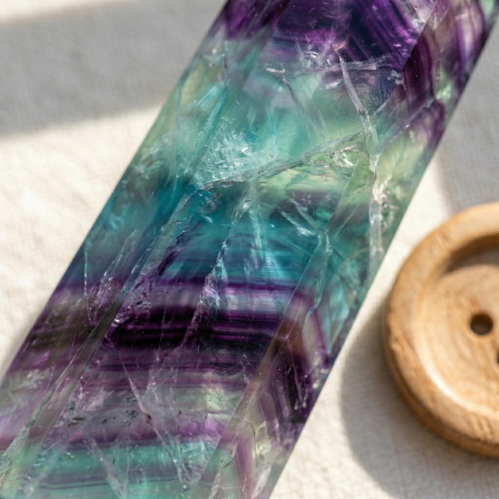 A++ Natural Rainbow Fluorite Tower Point Crystal Quartz Stone Obelisk Wand