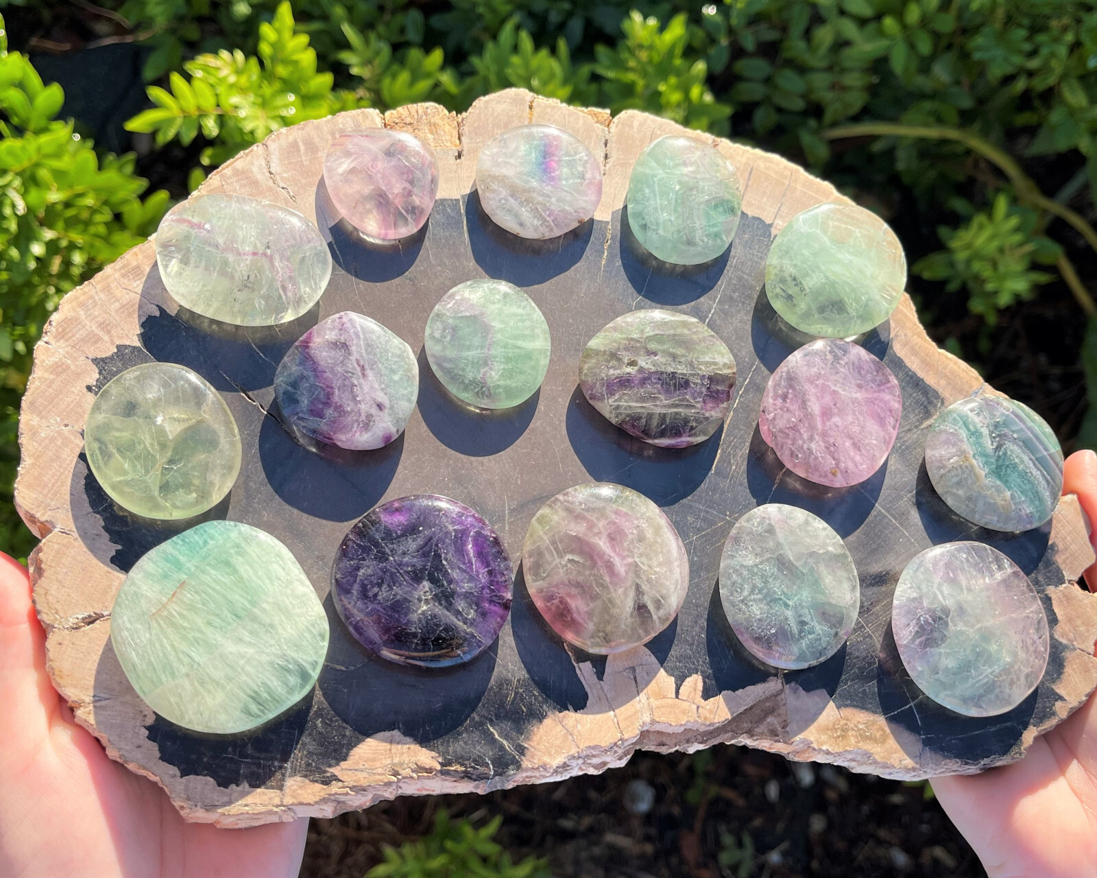 Fluorite Palm Stone MEDIUM (Smooth Polished Fluorite Gemstone Worry Stone)