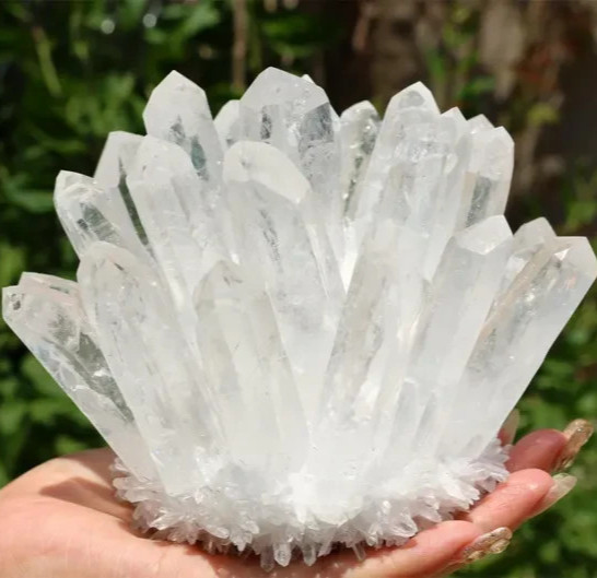 720G Genuine Clear Quartz Cluster Natural White Crystal Healing Home Art Decor