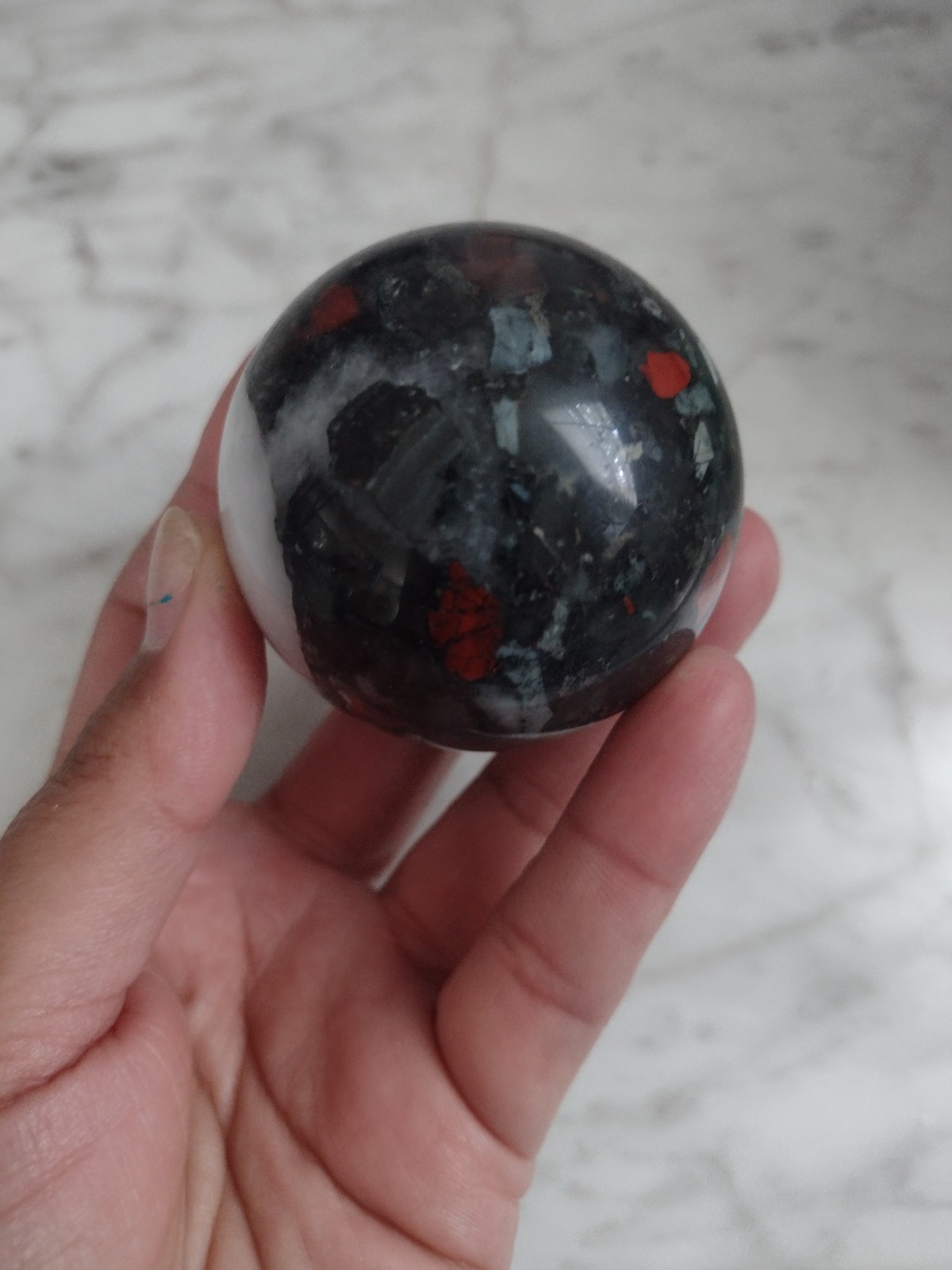 56mm African Bloodstone Sphere Carving Crystal Stone Ball B