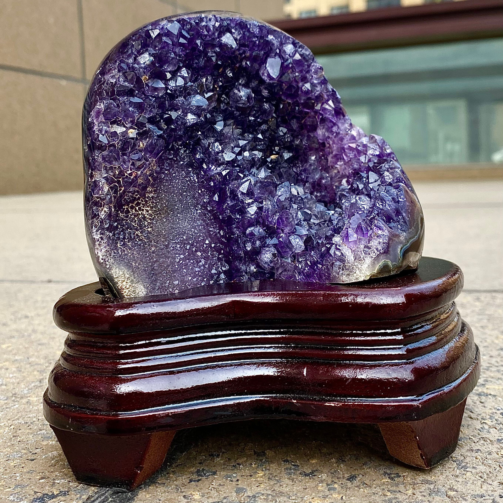 2.24LB Natural Uruguayan Amethyst Quartz Cave Geode Crystal Healing+base