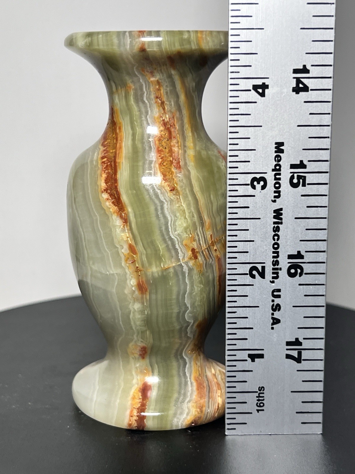 White & Green Calcite 3 Piece Set – Vase, Owl, & Star – see description for info