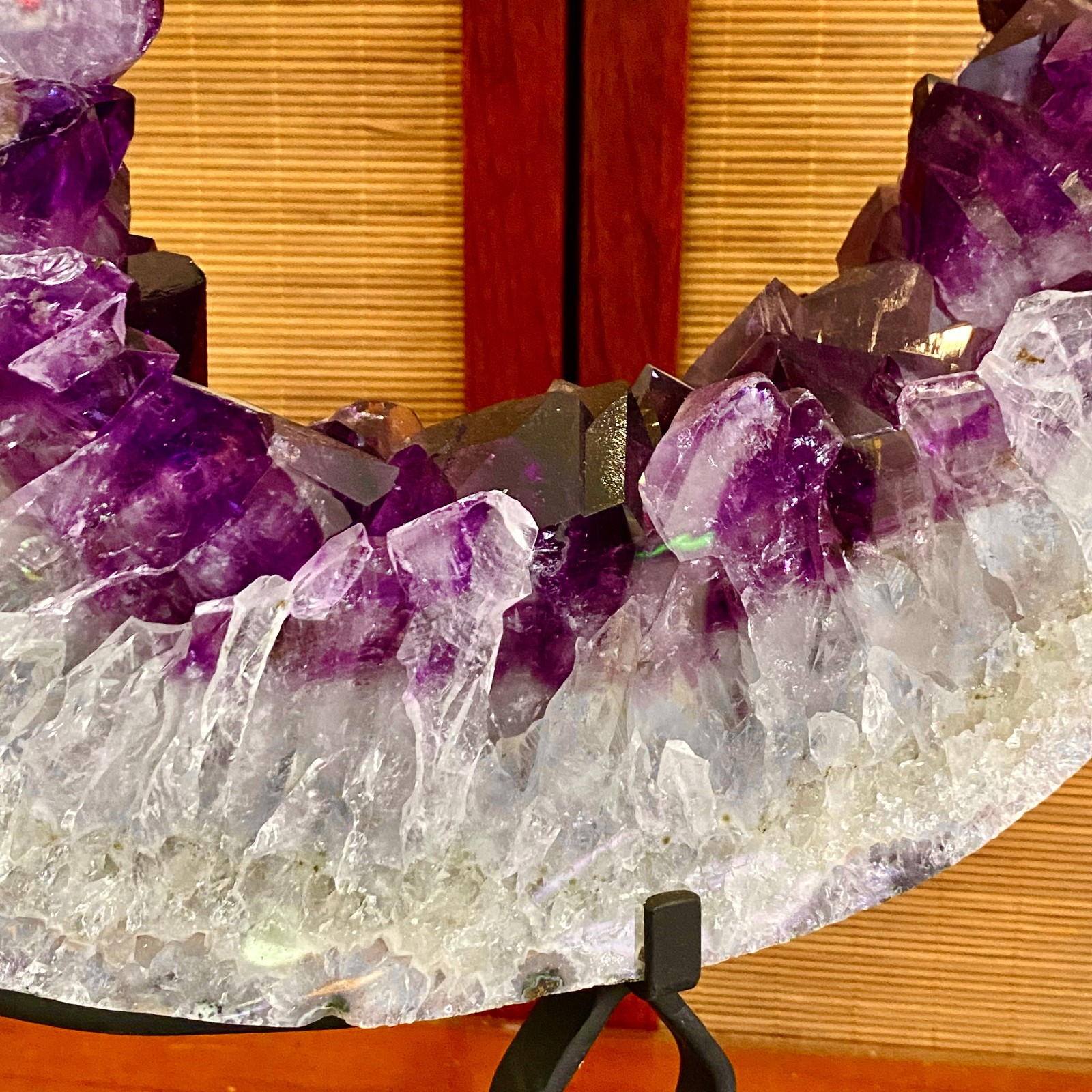 28.4LB Natural Amethyst Cave Crystal Slice Crescent shaped Hand Cut Repai