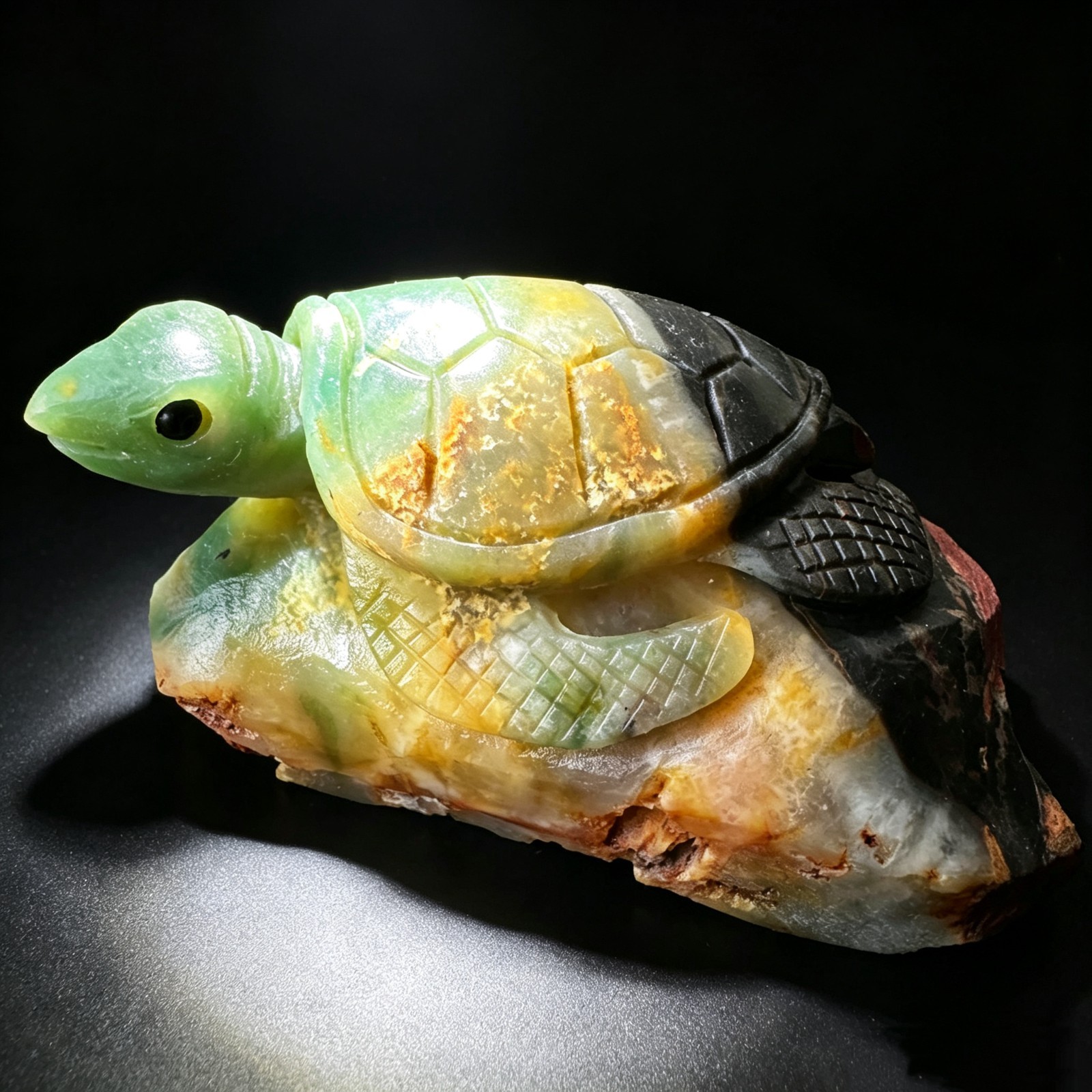 Hand Carved Natural Amazonite Turtle Figurine Polished Desk Decor Unique Gift