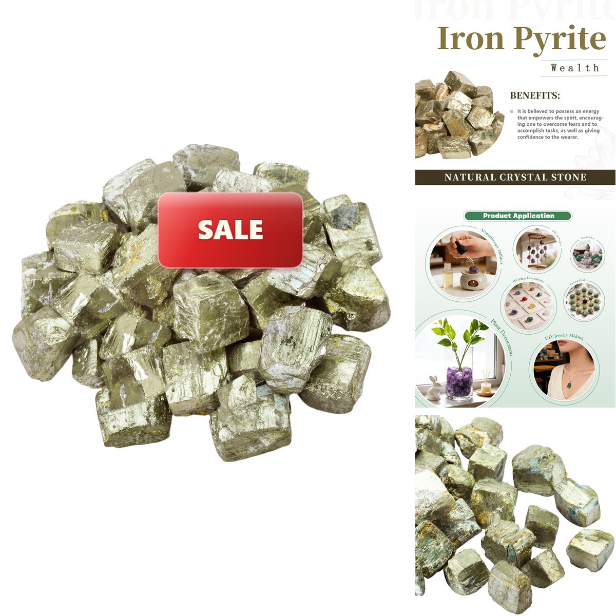 rockcloud 1 lb Iron Pyrite Natural Crystal Raw Stones for Home Decoration
