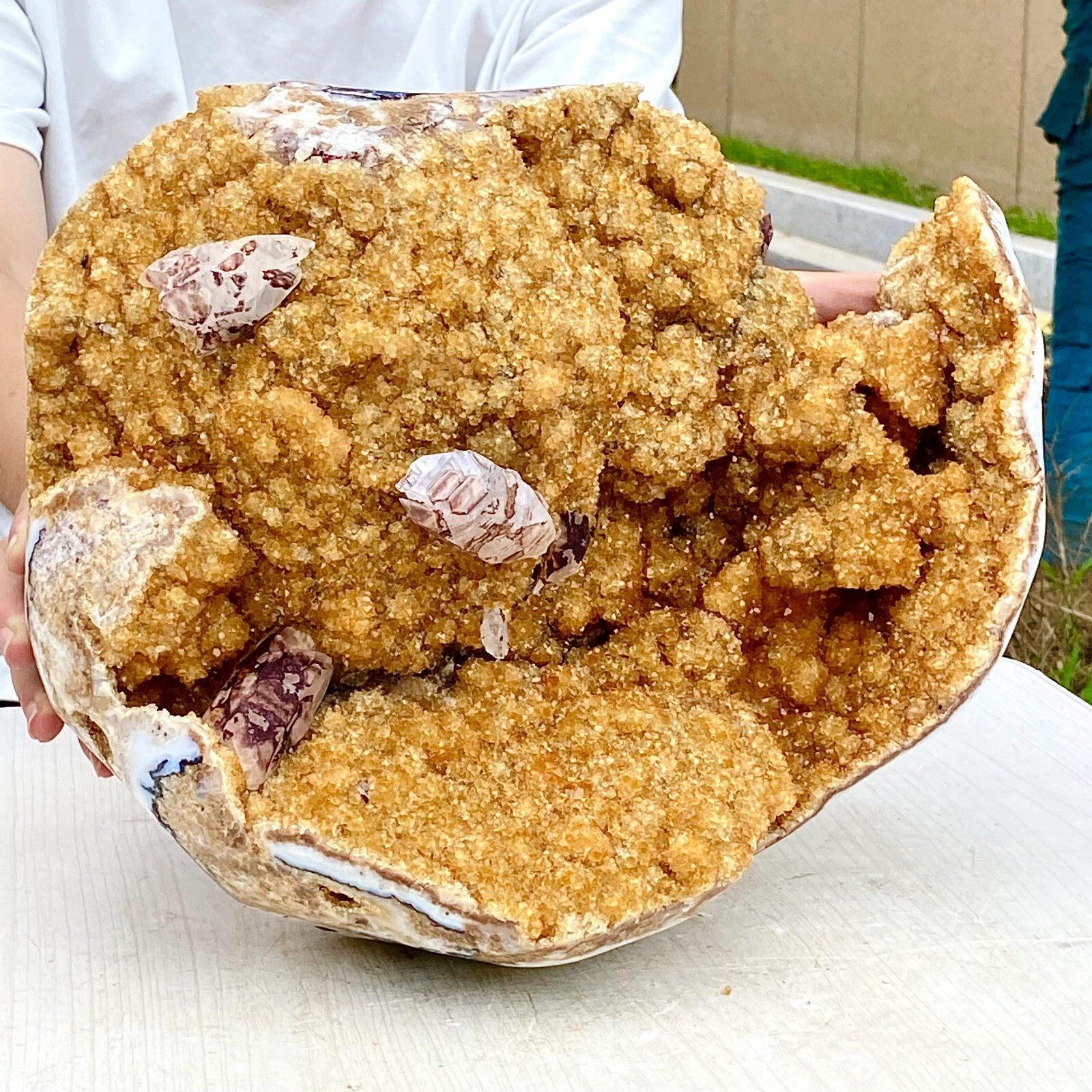 25.3LB Superb Yellow Citrine Crystal Cave Decor Stone Cathedral Geode Specimen