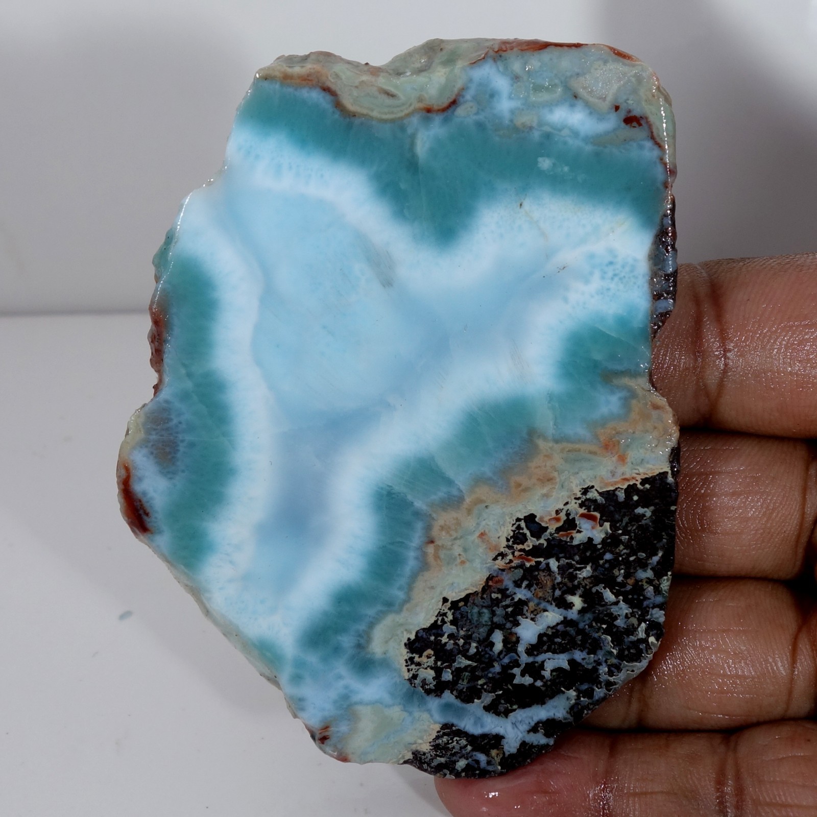 Sky Blue Larimar Slab Rough Dominican Blue Pectolite Cab Cutting Stone 334.00 Ct
