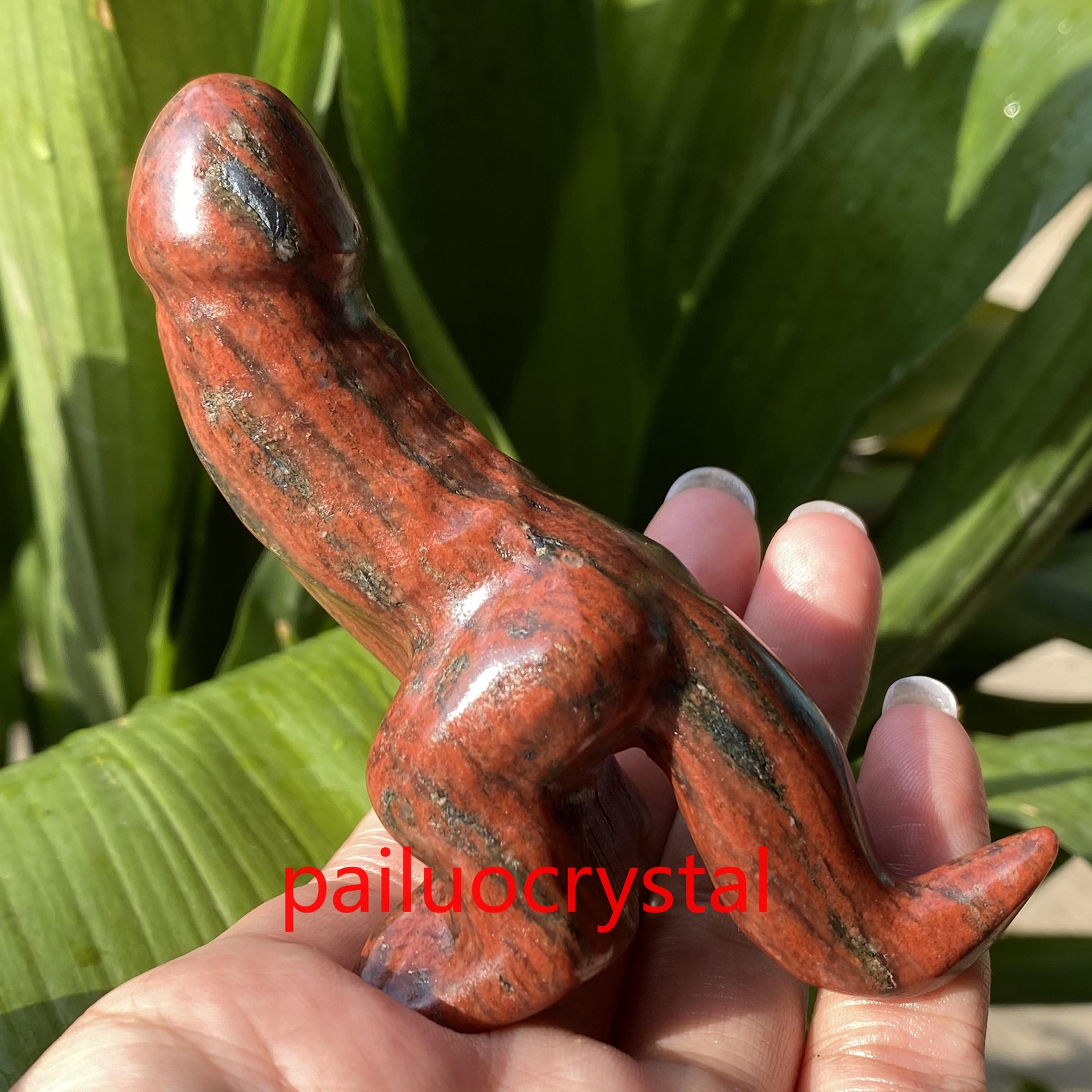 1pc Natural Sesame red Male Penis Quartz Crystal Skull Carved Figurines 3.8″