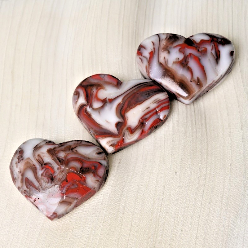 3pc 50G Polished Red Vein Agate Polished Handmade Heart Home Office Decor Gift