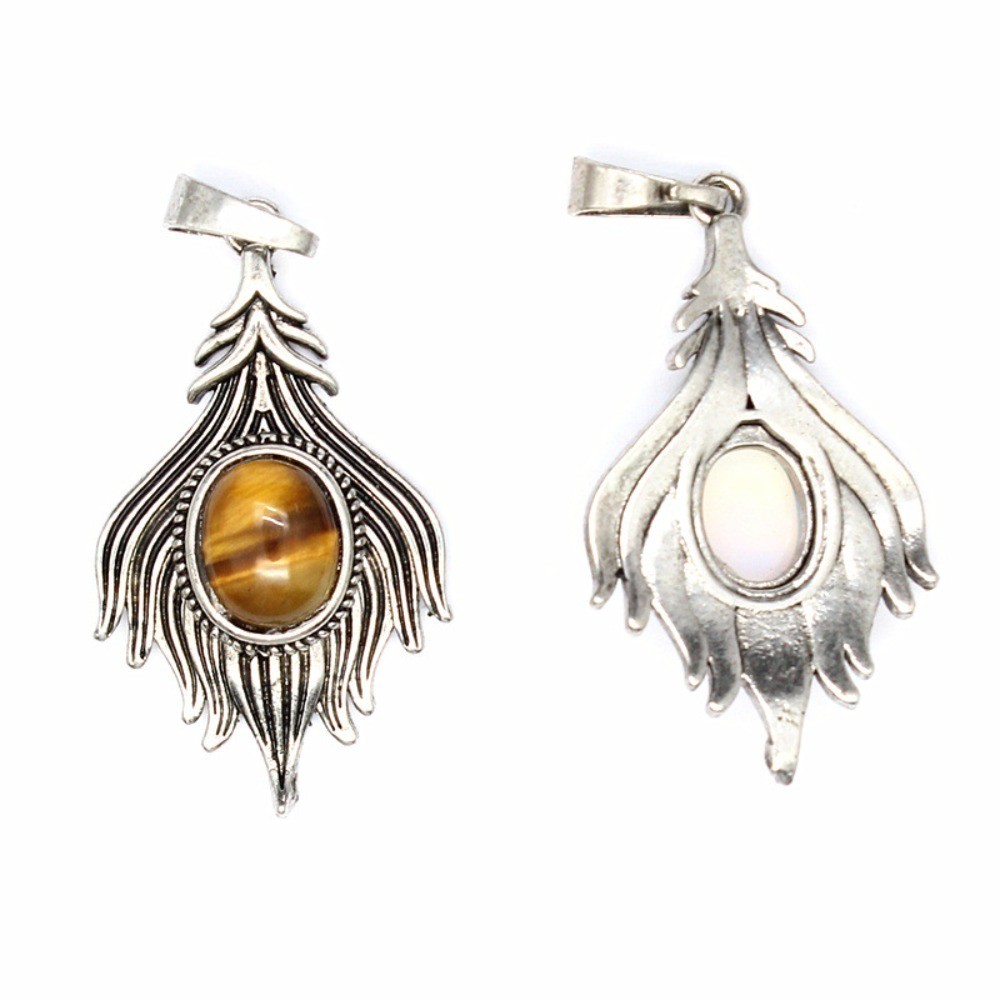 Vintage Fox Tail Charm Pendant Crystal Stone DIY HandCarved Fashion Jewelry Gift