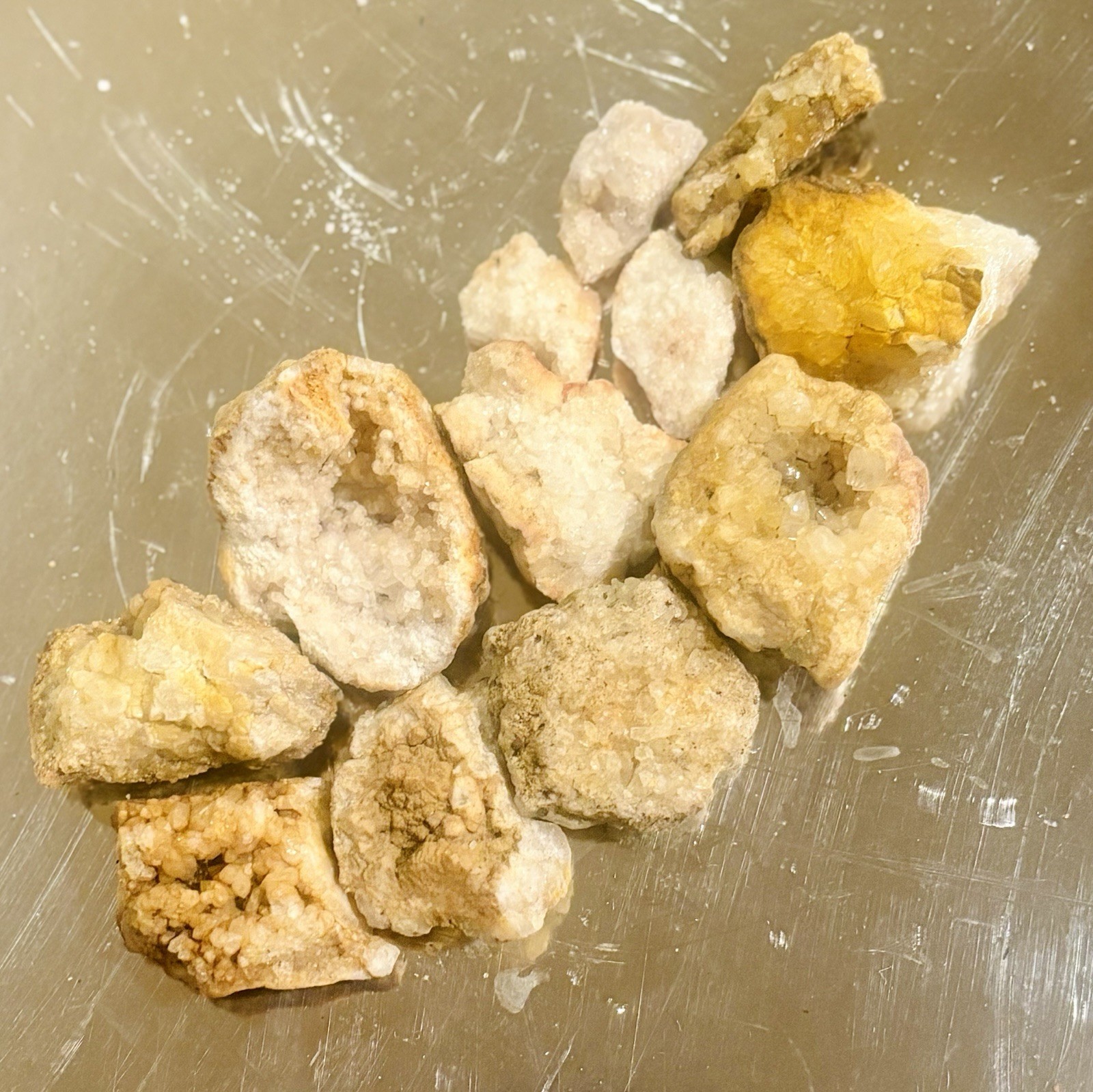 12 Pieces Opened Geodes Various Crystal Mineral Specimens Lot