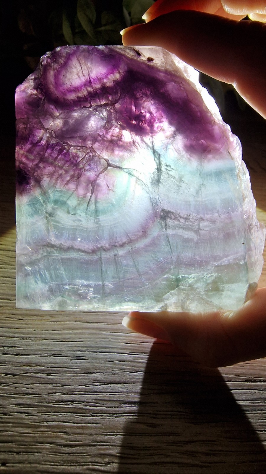 Rainbow Fluorite Crystal Slab Raw Specimen 205g UV Reactive Free Stand