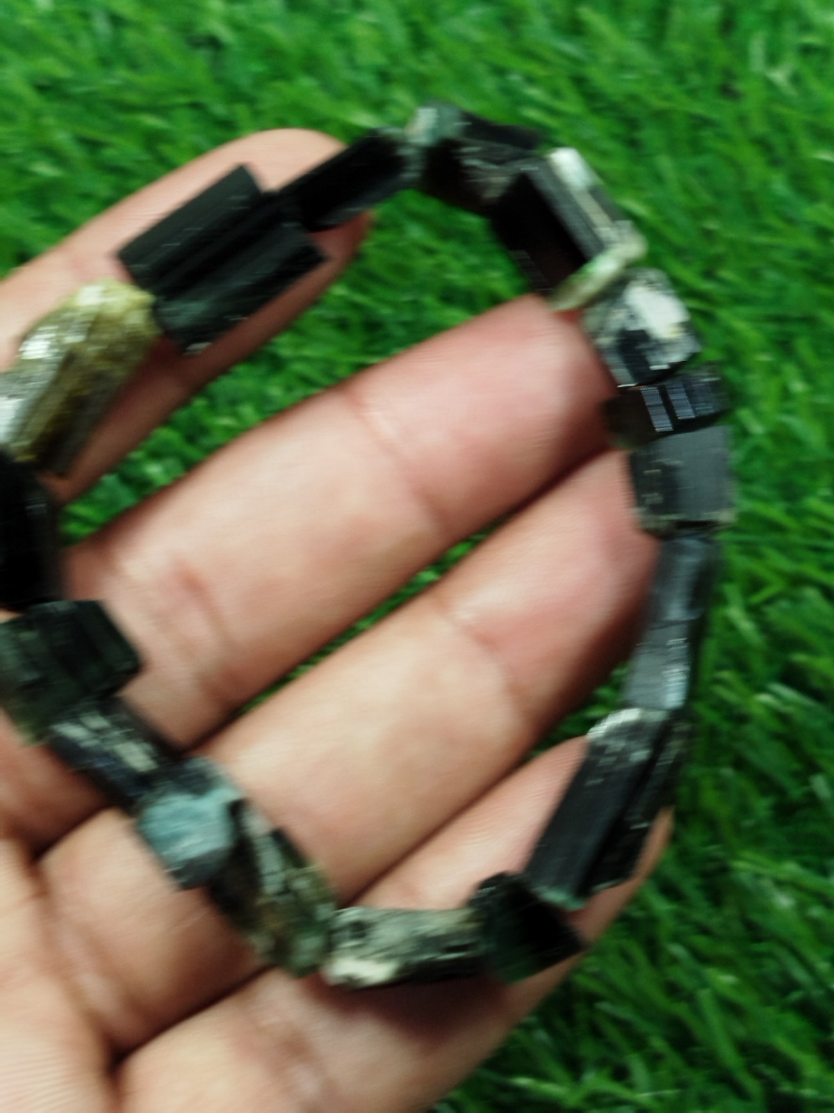 27 Grams Green Cap Tourmaline Stackable Bracelet From Skardu Pakistan