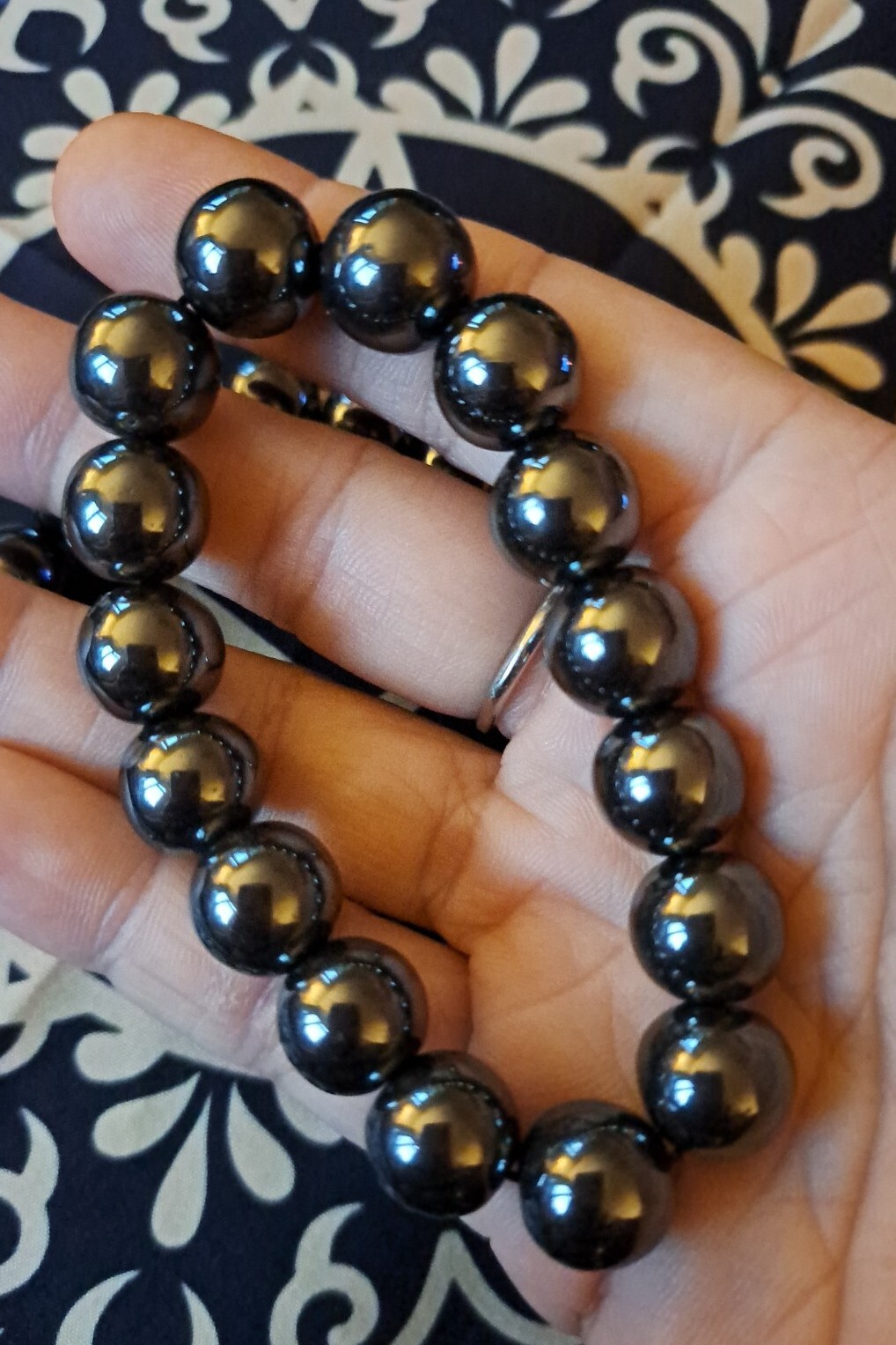 Chunky Hematite Crystal Bracelet Genuine 12mm Bead Stretch Fit 20.4cm 1pc