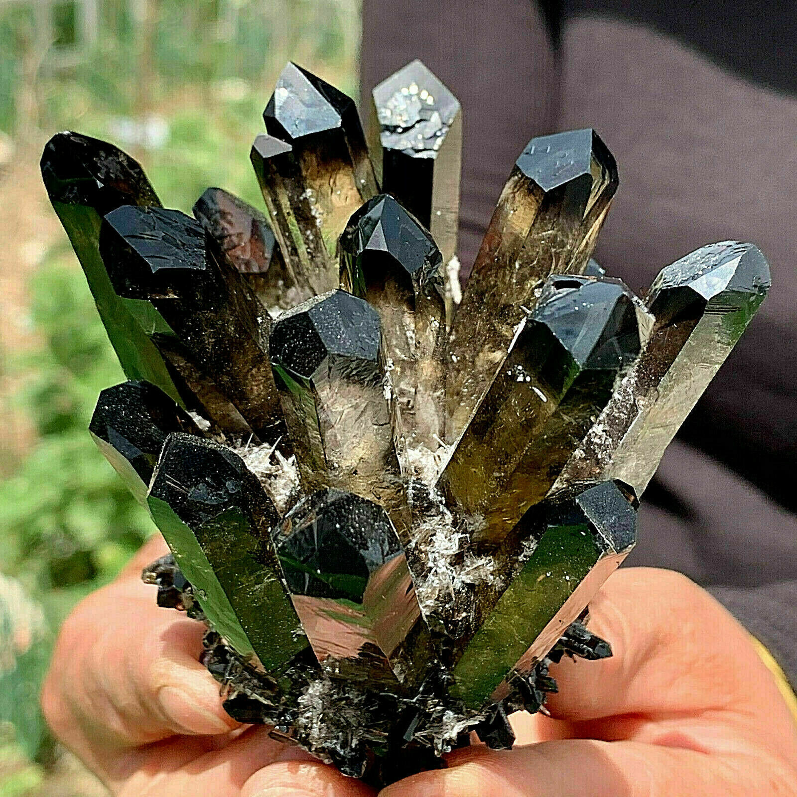 New Find black Phantom Quartz Crystal Cluster Mineral Specimen Healing 400g+ 1pc
