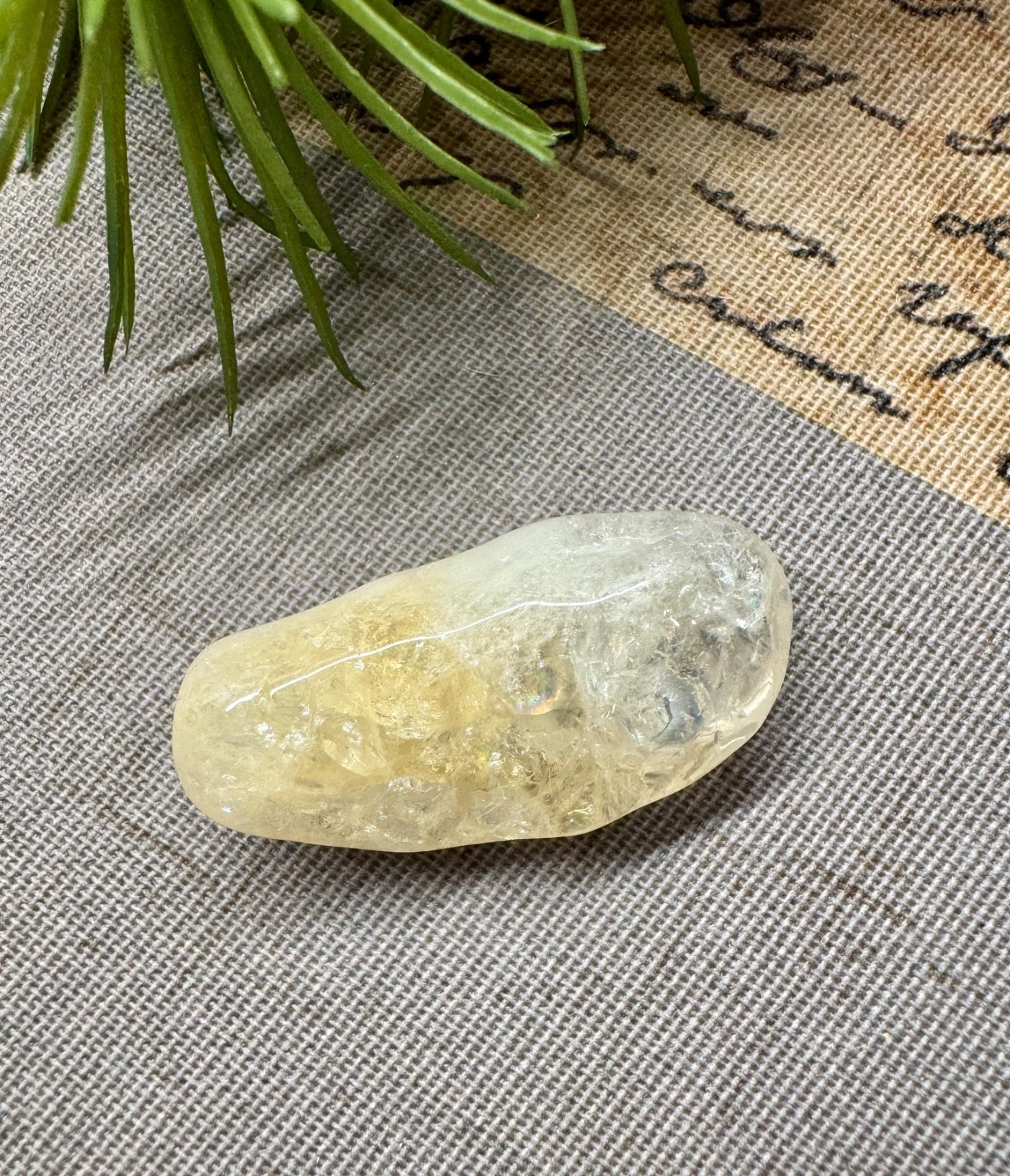 New Tumbled Natural Brazilian Yellow Citrine Crystal Point Pocket Stone