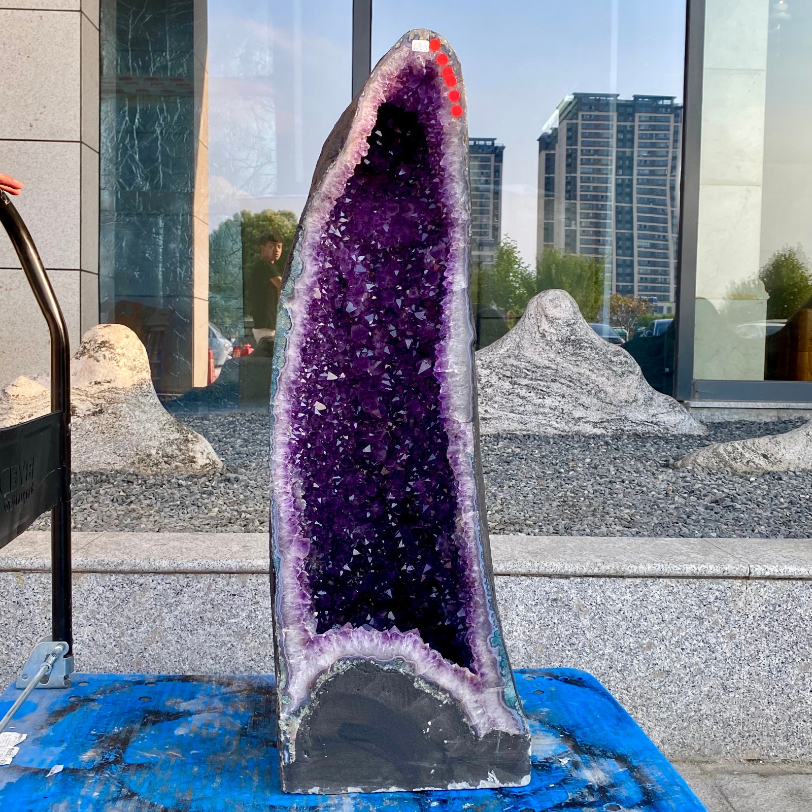 143LB Natural Amethyst Geode Quartz Crystal Cluster Cathedral Energy healing