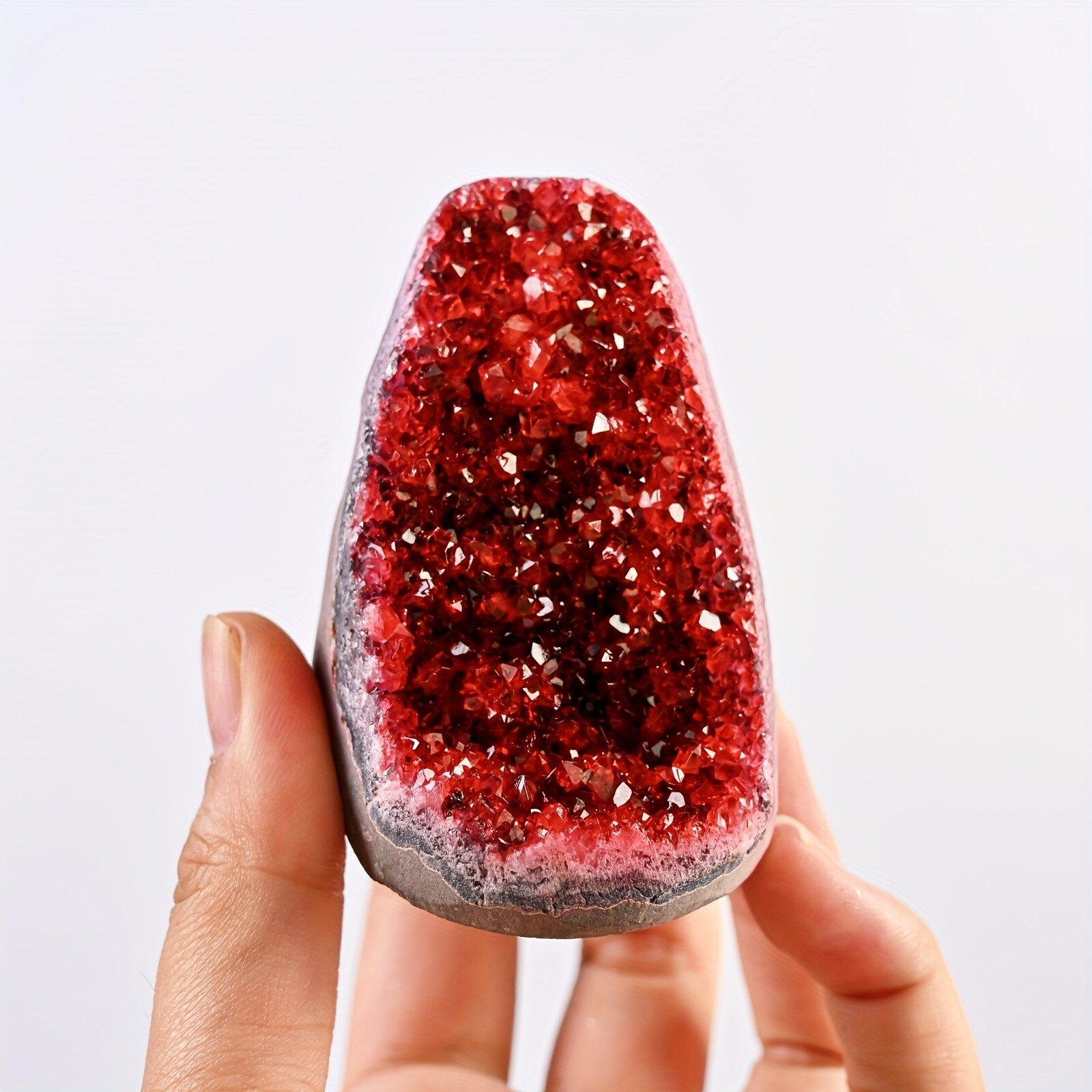 1PC Wine Red Geode Cluster with Display Stand Premium Crystal Home Office Decor