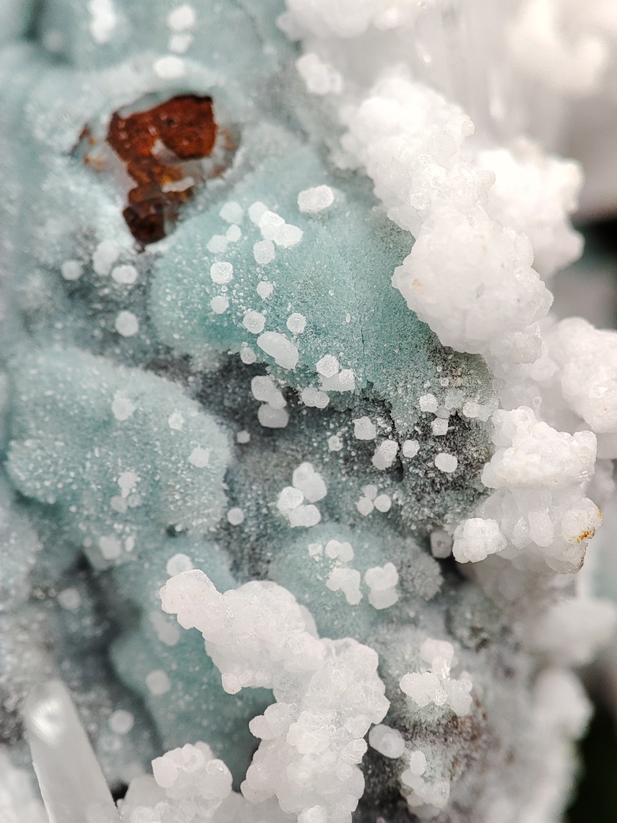 New Find White Aragonite with Blue Malachite on Matrix Limonite, Specimen – Pak.