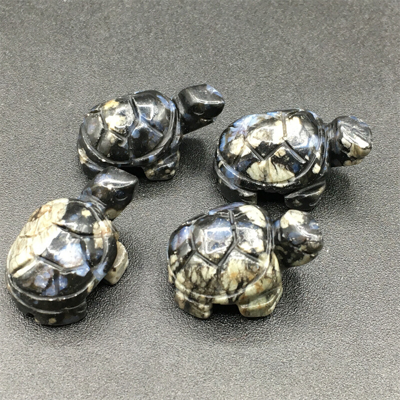4pcs Natural Llanite Quartz Crystal Hand Carved Tortoise Skull Reiki Healing