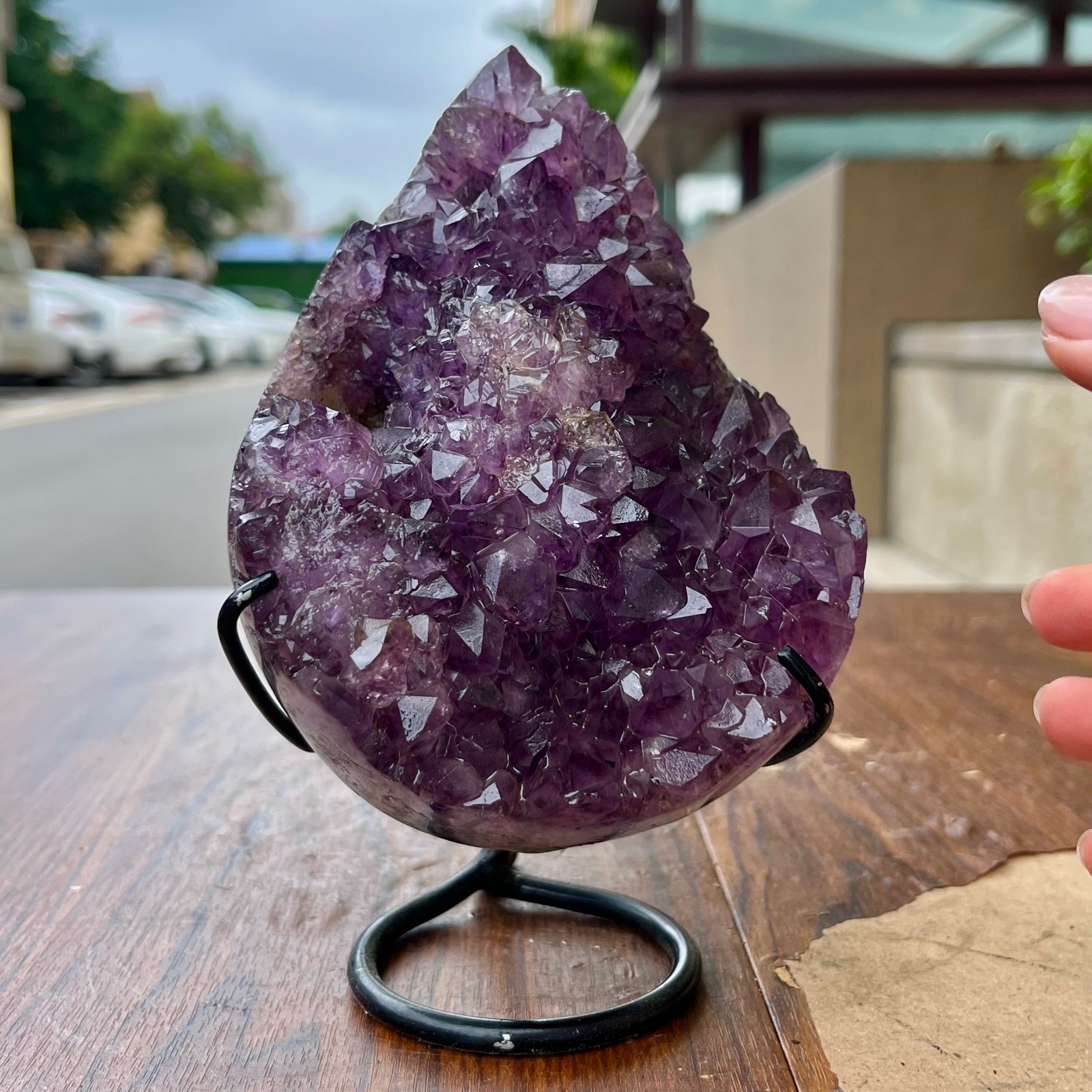 2.77LB High quality amethyst cave skeleton specimen+pedestal