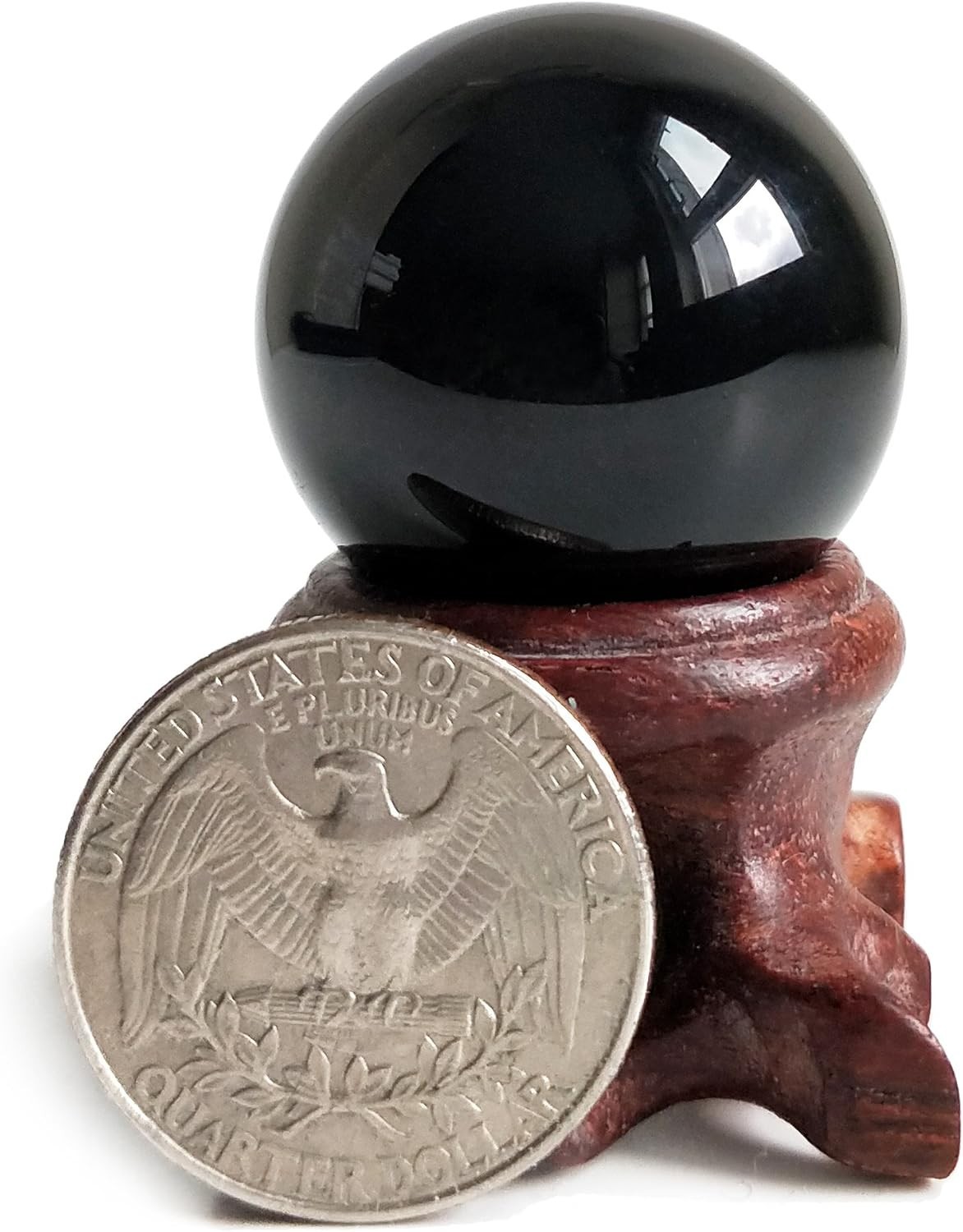 Elegant Black Obsidian Sphere with Stand, Ideal for Meditation & Energy Balance
