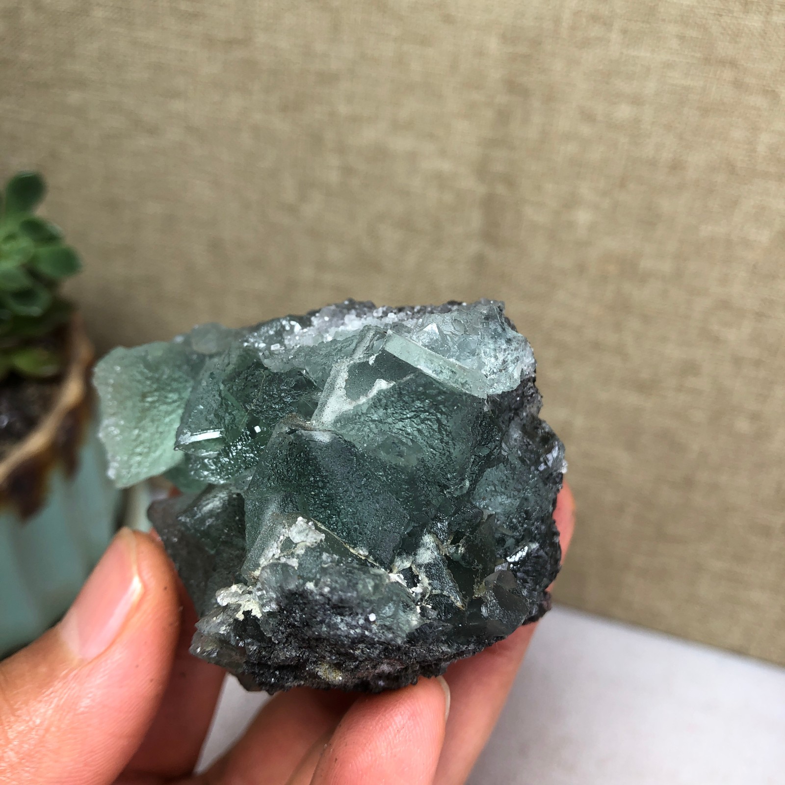 125g NATURAL Green Cubic FLUORITE Crystal Cluster Mineral Specimen A4732