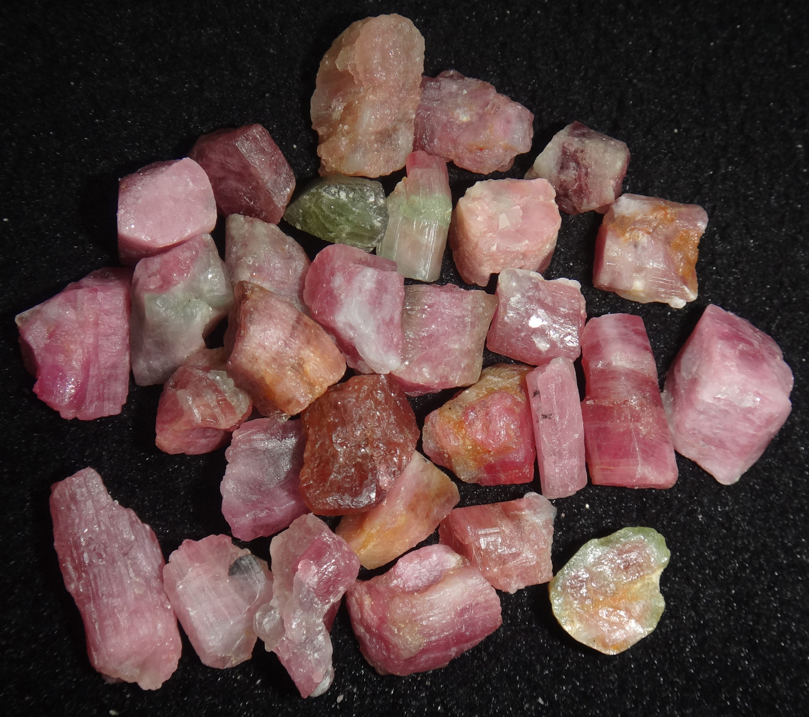 30pcs 50g Natural Watermelon Pretty Pink And Green Tourmaline Roug