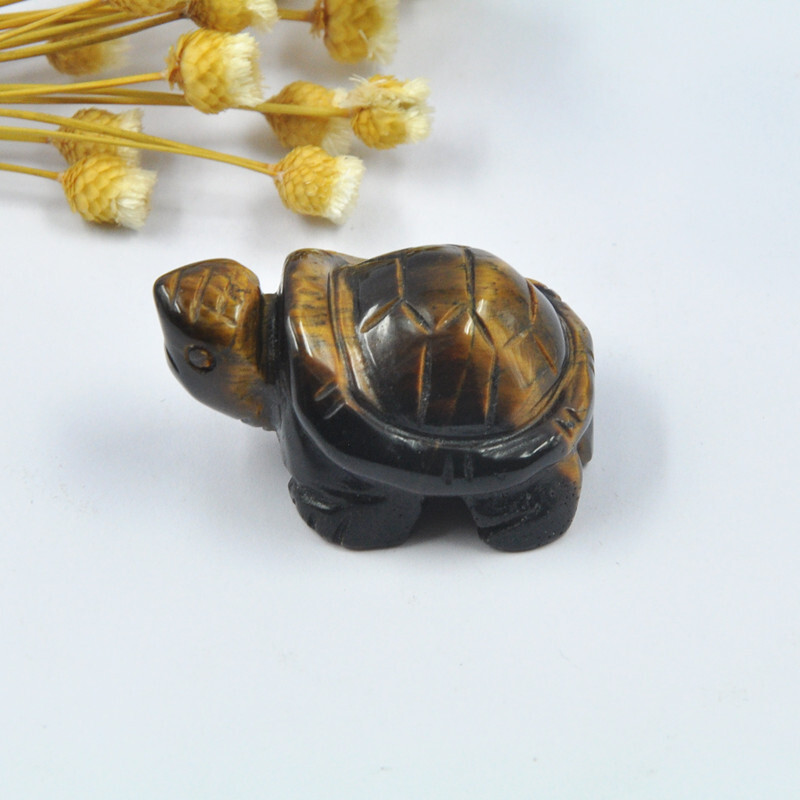 1.5″ Quartz Gemstone Hand Carved Longevity Turtle Crystal Healing Figurine Decor