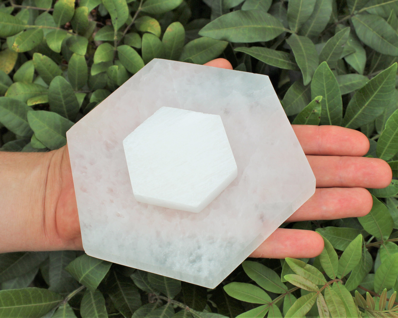 Polished Selenite Charging Station, Hexagon: Choose 3″, 4″ or 6″ (Cleansing)